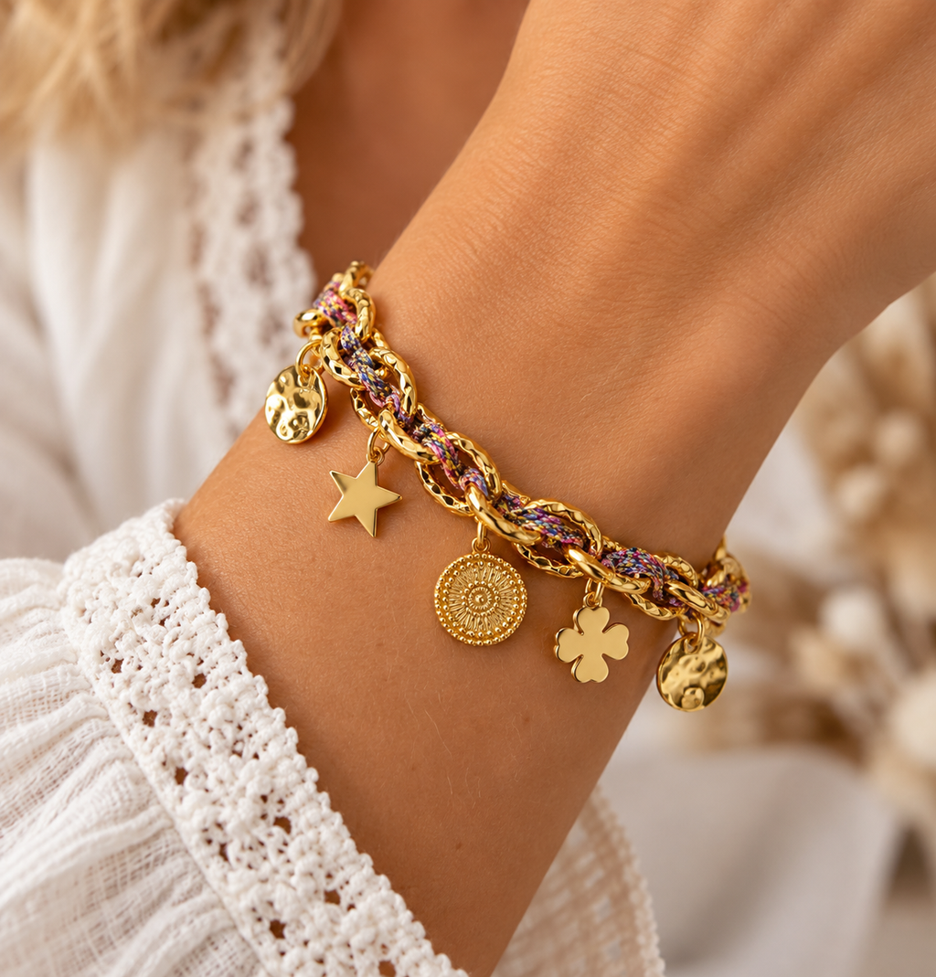 Bracelet Byzance Glitters Monsens - Multicolore rose