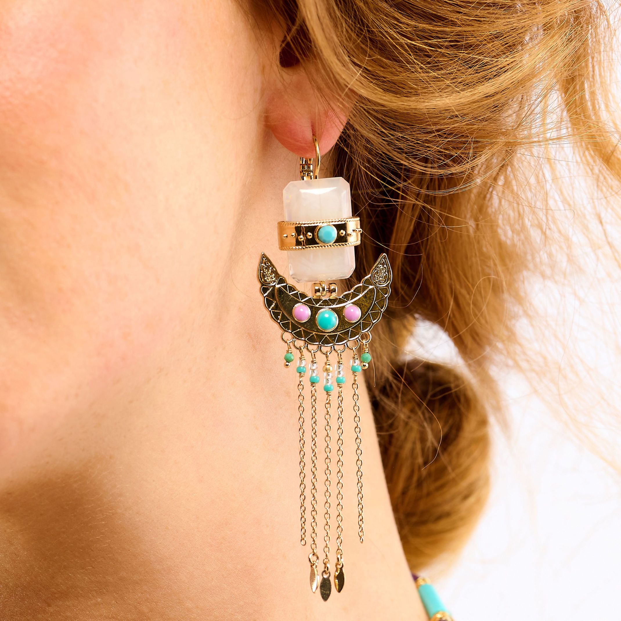 Boucles d'oreilles Lombok turquoise Hipanema
