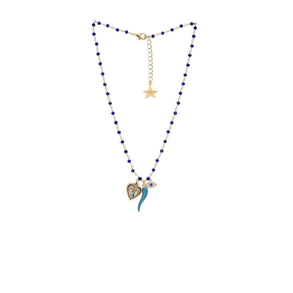 Collier Magic 3 charms bleu Principessa Glam