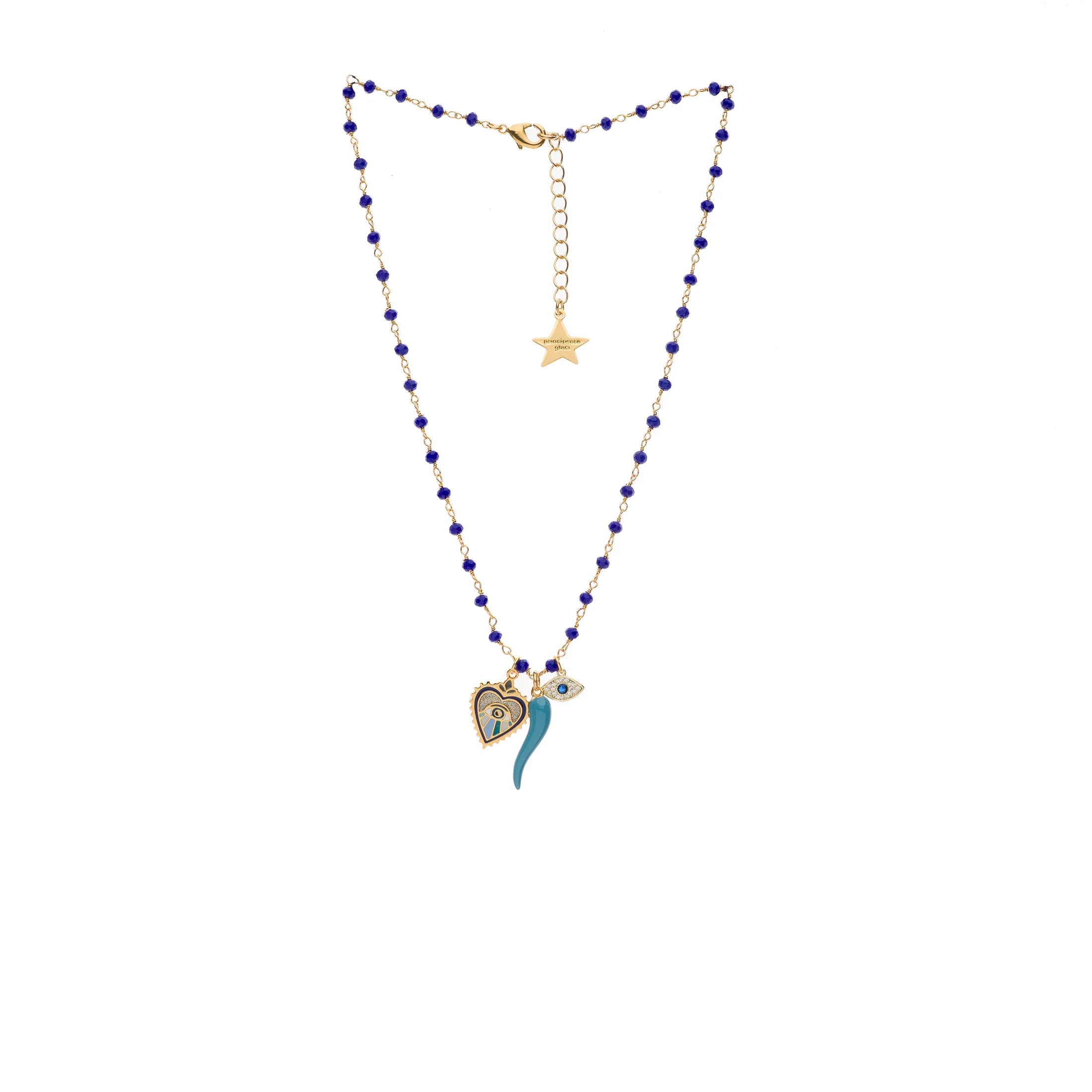 Collier Magic 3 charms bleu Principessa Glam