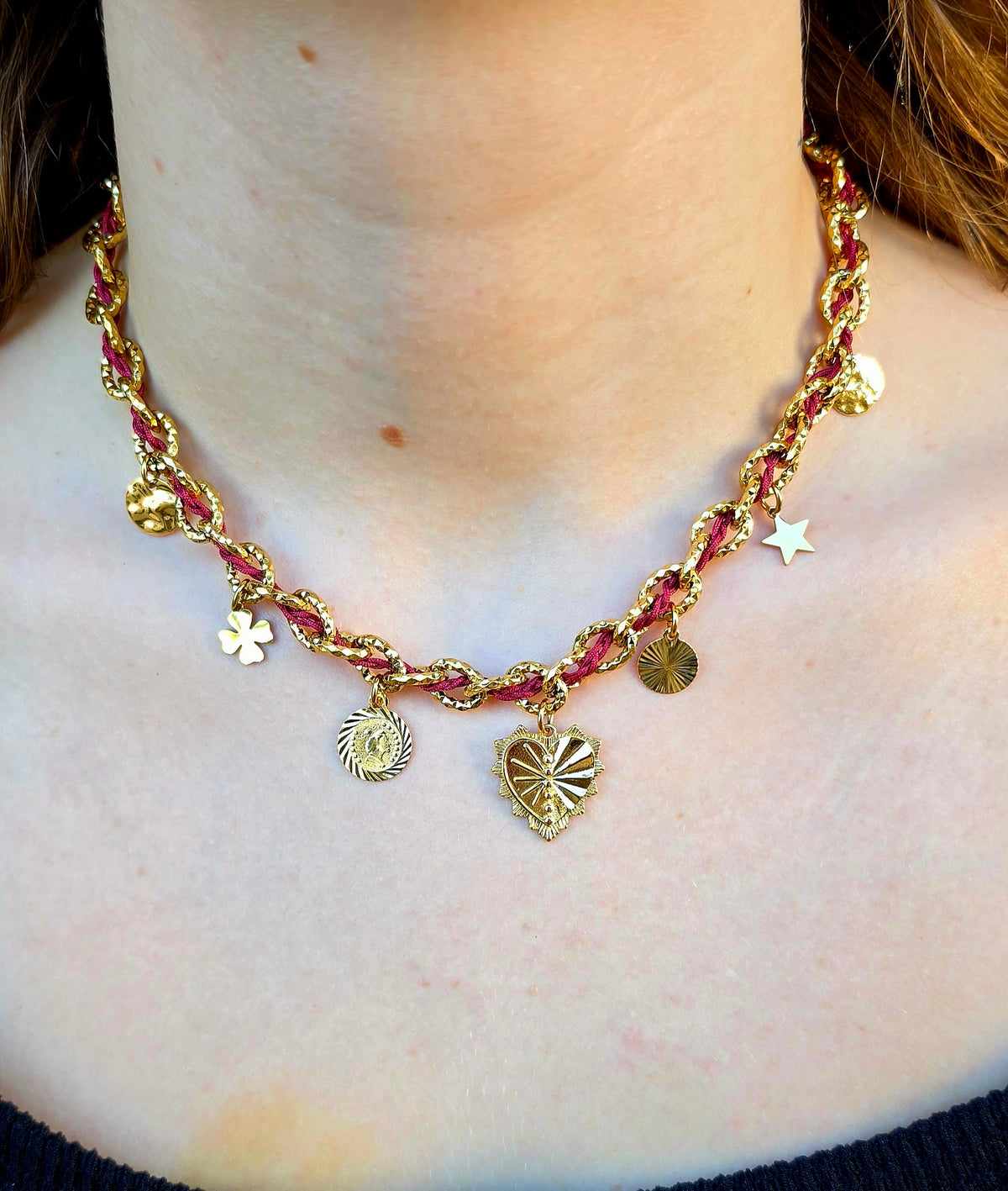 Collier Byzance Monsens - Bordeaux